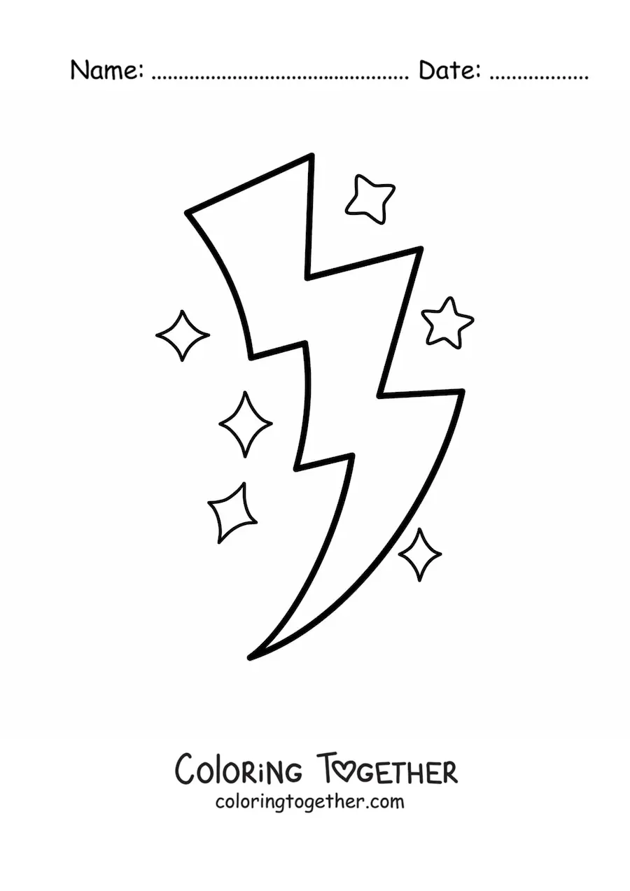 Coloring page of a large lightning bolt