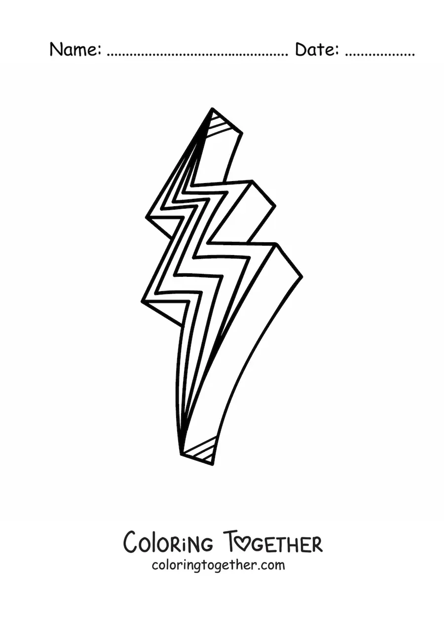 Coloring page of a lightning bolt