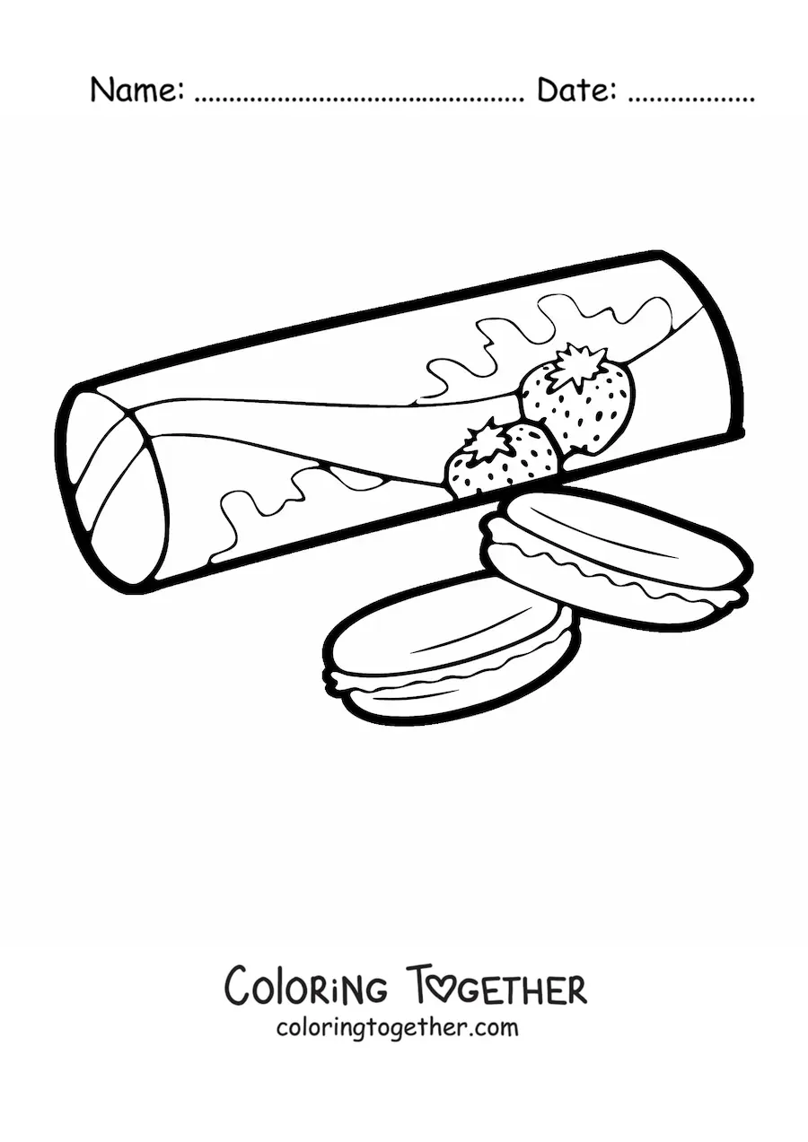 Coloring page of a package of strawberry cookies