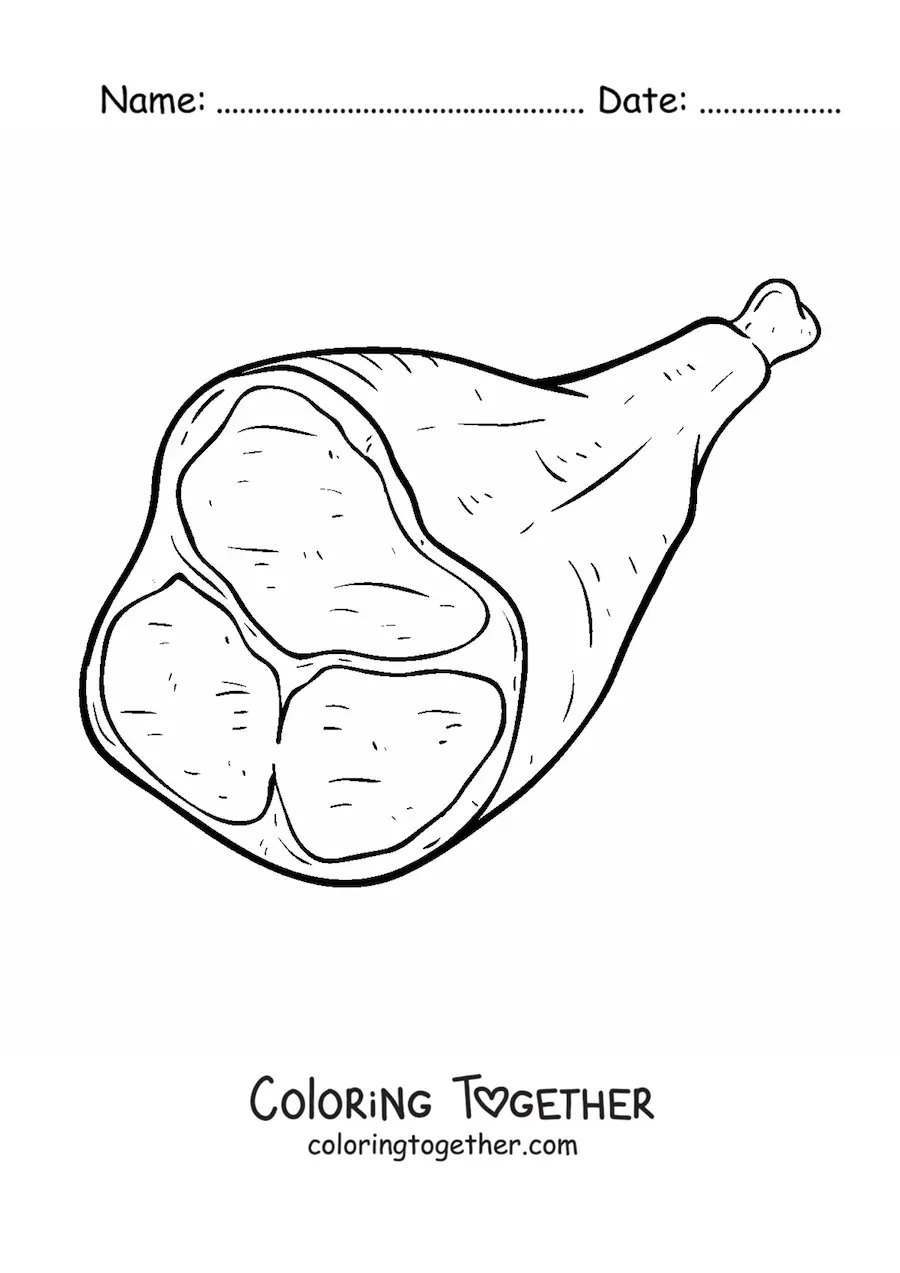 Coloring page of a cut of beef