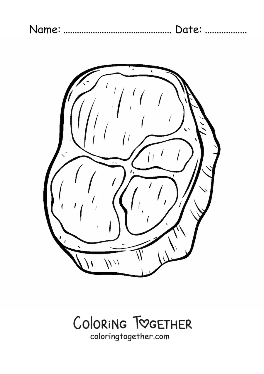 Coloring page of a beef steak fillet