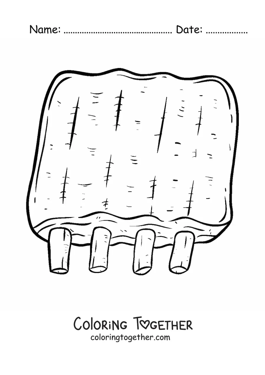 Coloring page of pork ribs