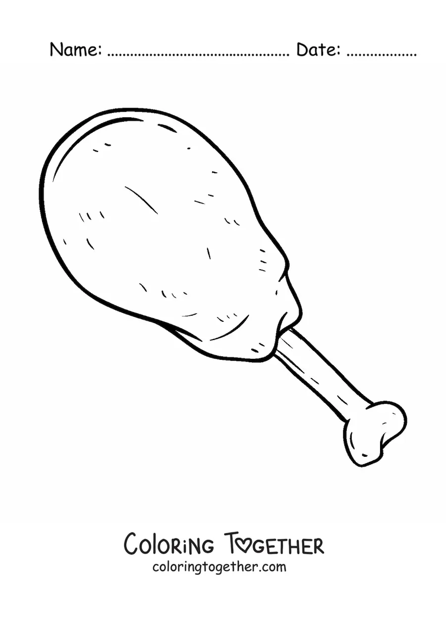 Coloring page of a chicken thigh
