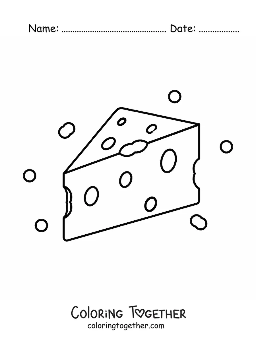 Coloring page of a gruyere-style cheese
