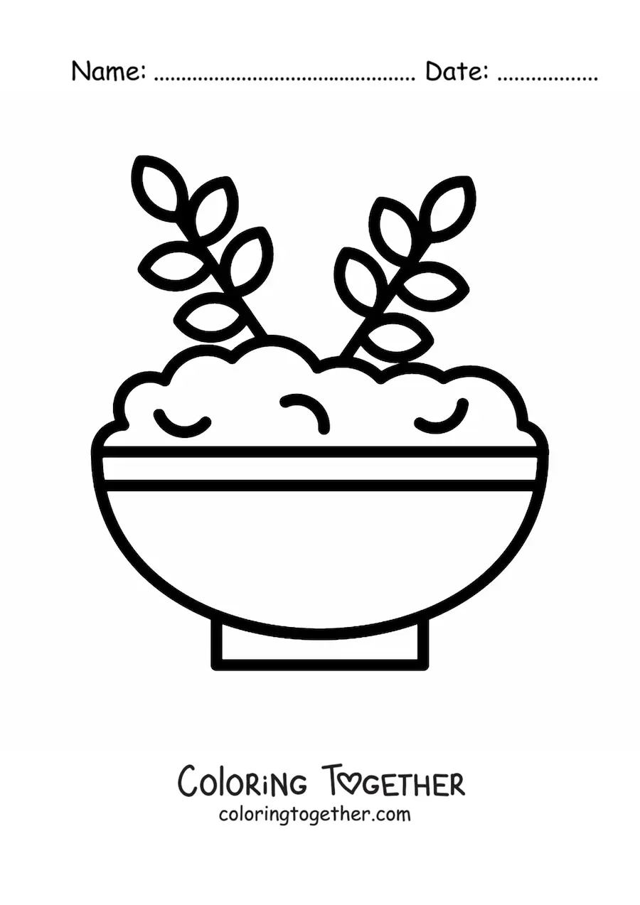 Coloring page of a bowl full of oatmeal