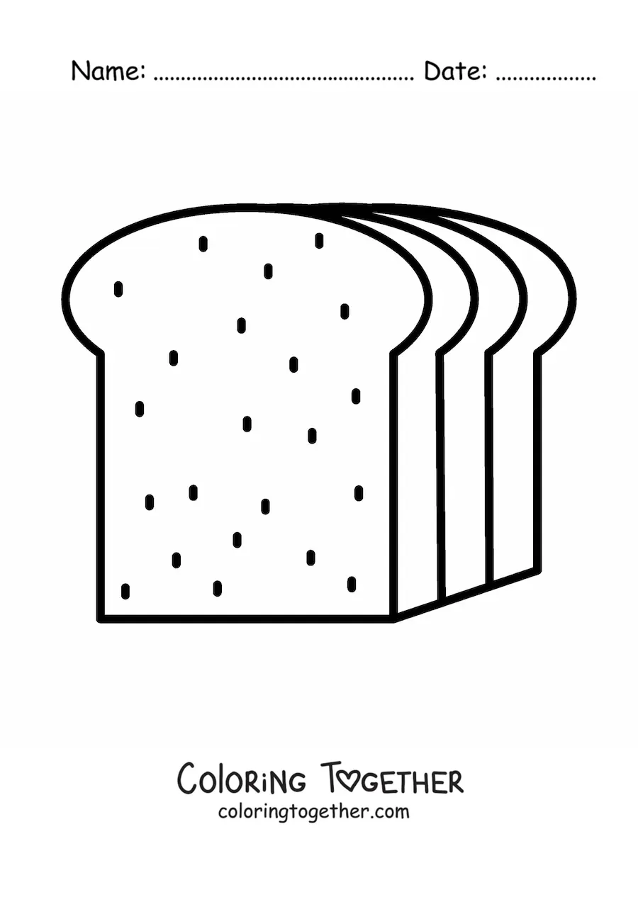 Coloring page of a loaf of whole wheat bread