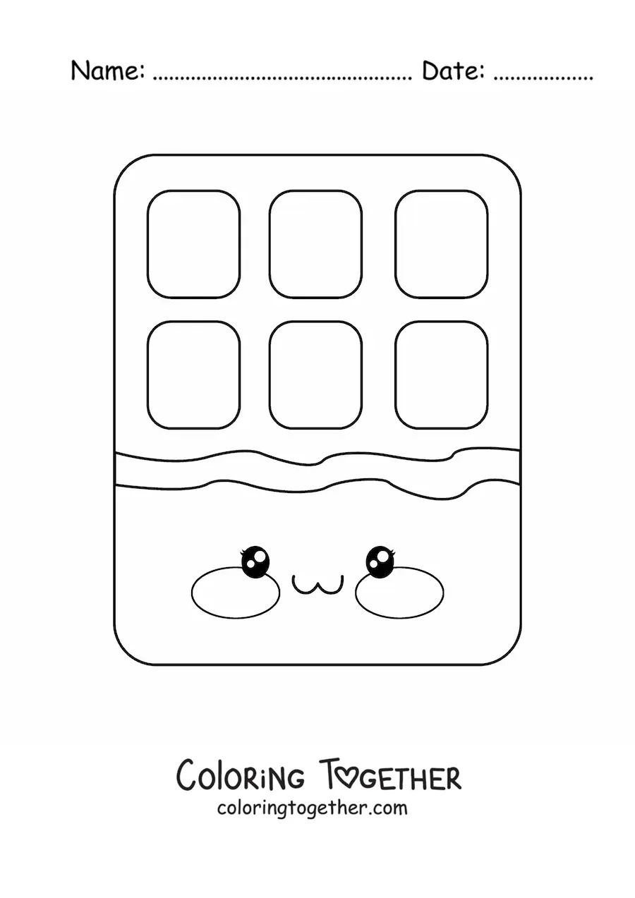 Coloring page of a kawaii chocolate bar