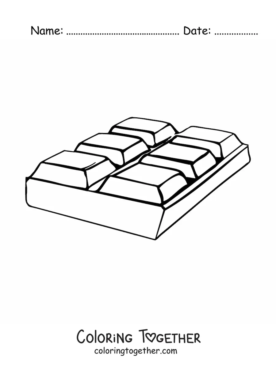 Coloring page of a chocolate bar