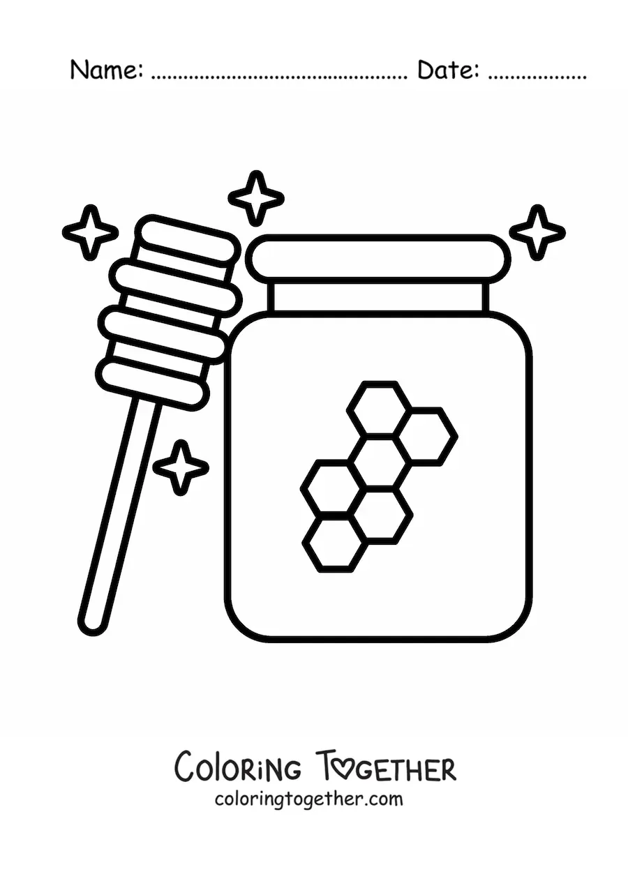 Coloring page of a jar of honey