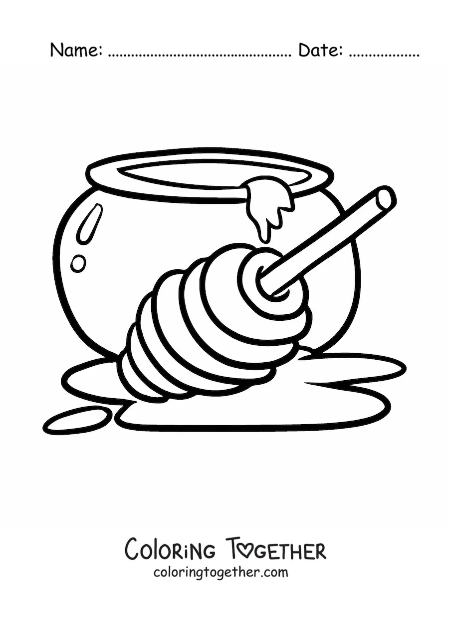 Coloring page of a container of honey