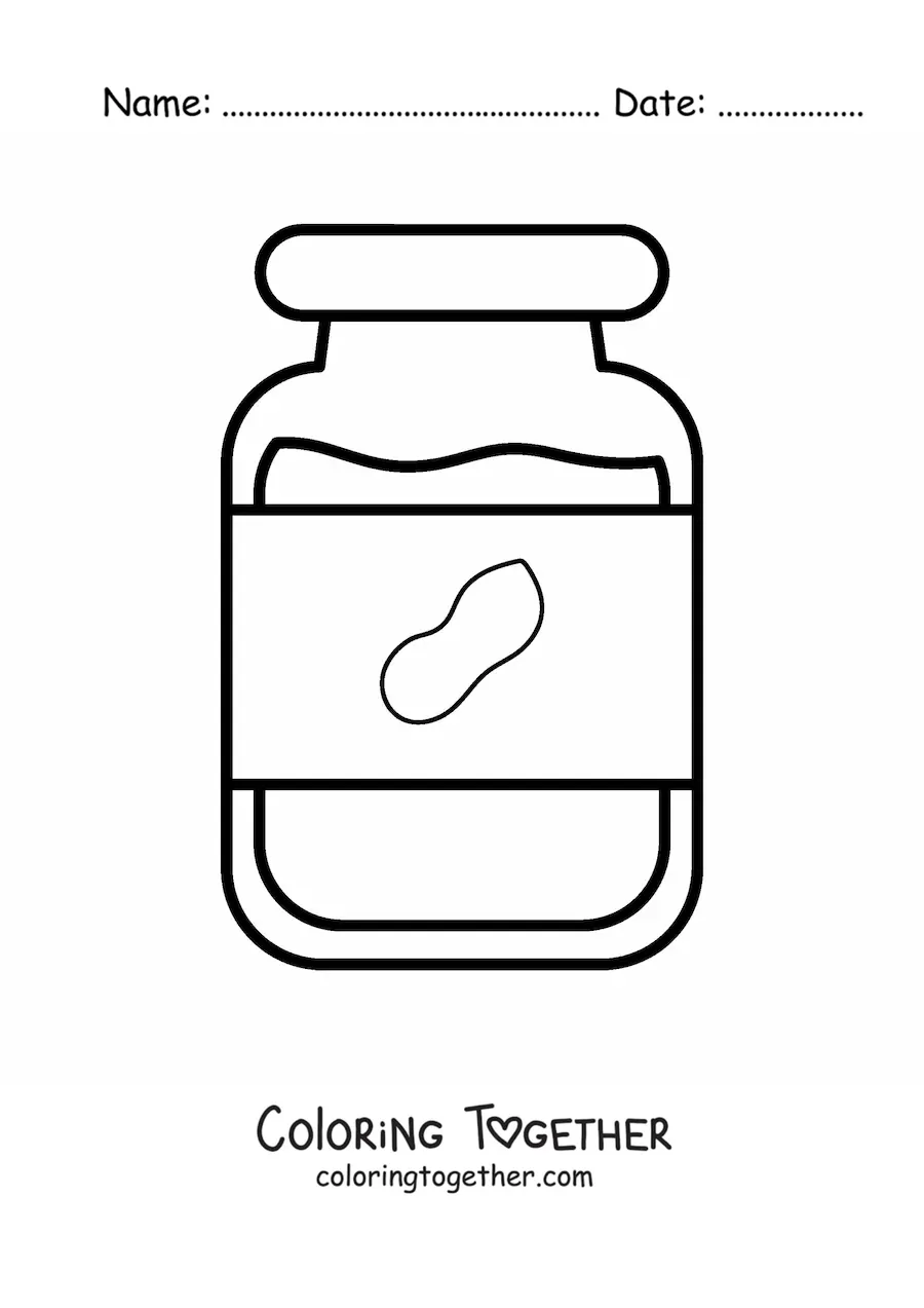 Coloring page of a jar of peanut butter