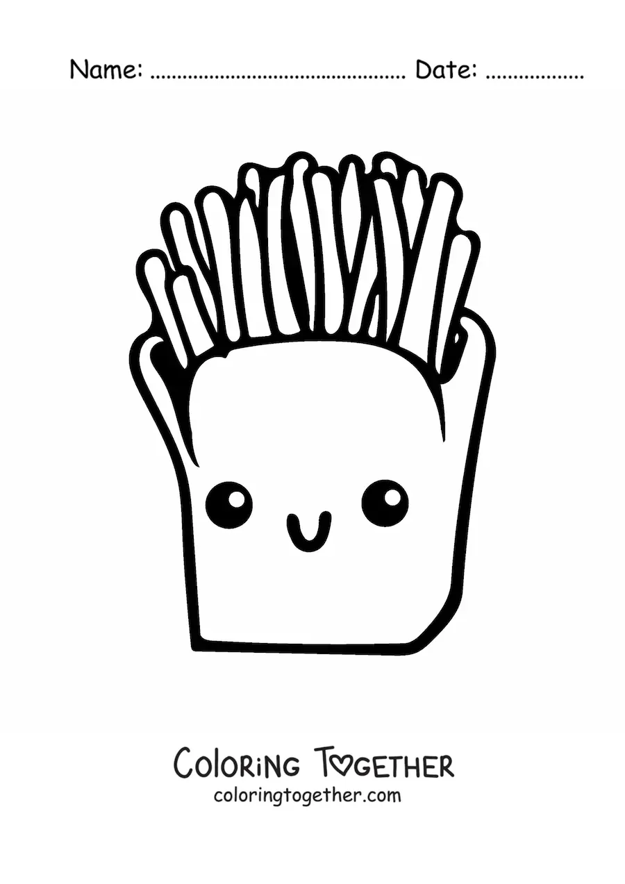 Coloring page of kawaii french fries