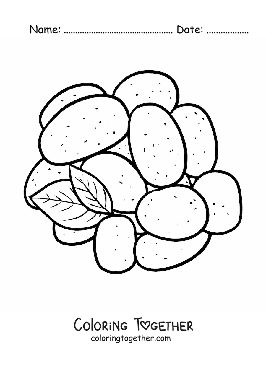 Coloring page of a pile of potatoes