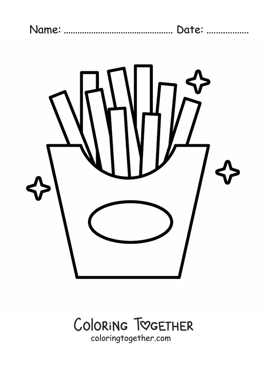 Coloring page of a serving of french fries