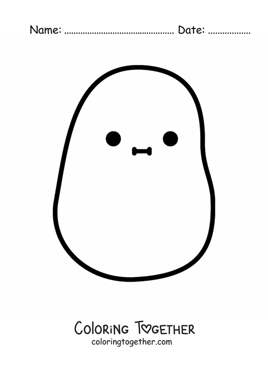Coloring page of a kawaii potato