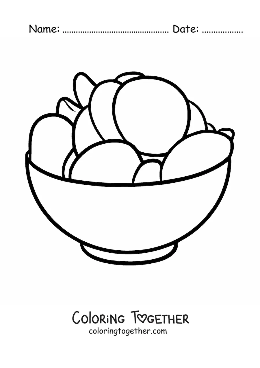 Coloring page of a bowl of potato chips