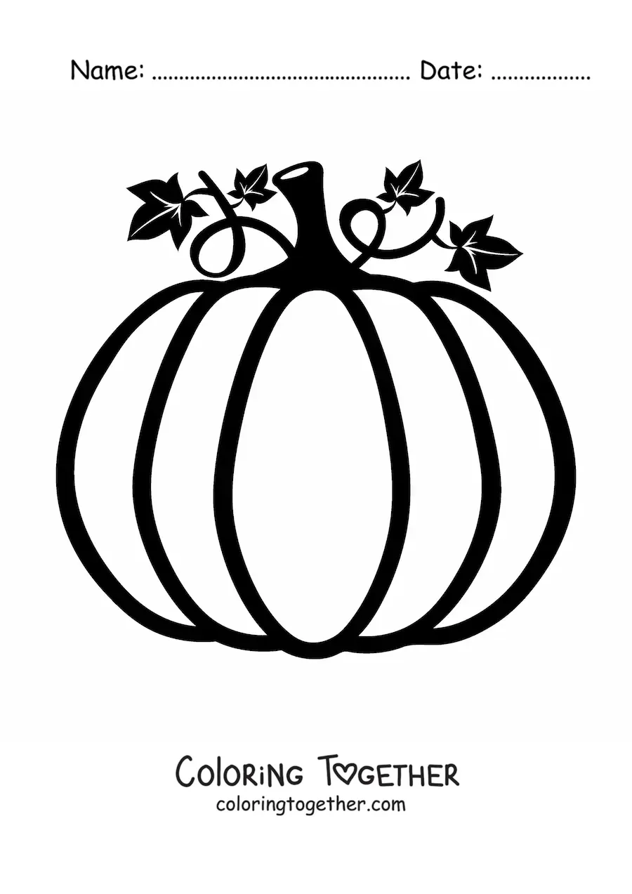 Coloring page of a big autumn pumpkin