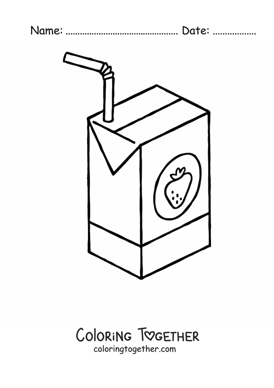 Coloring page of a container of strawberry juice