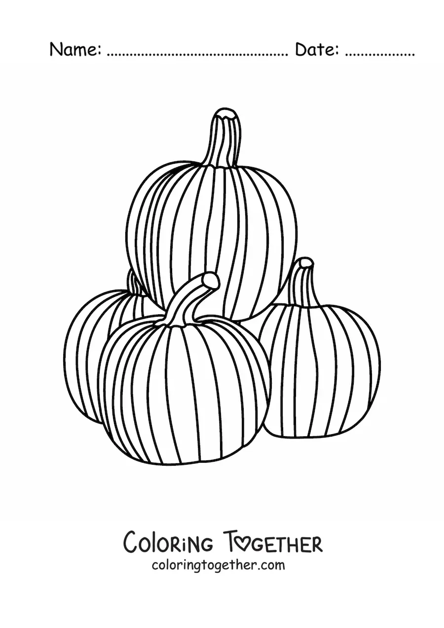 Coloring page of several small pumpkins