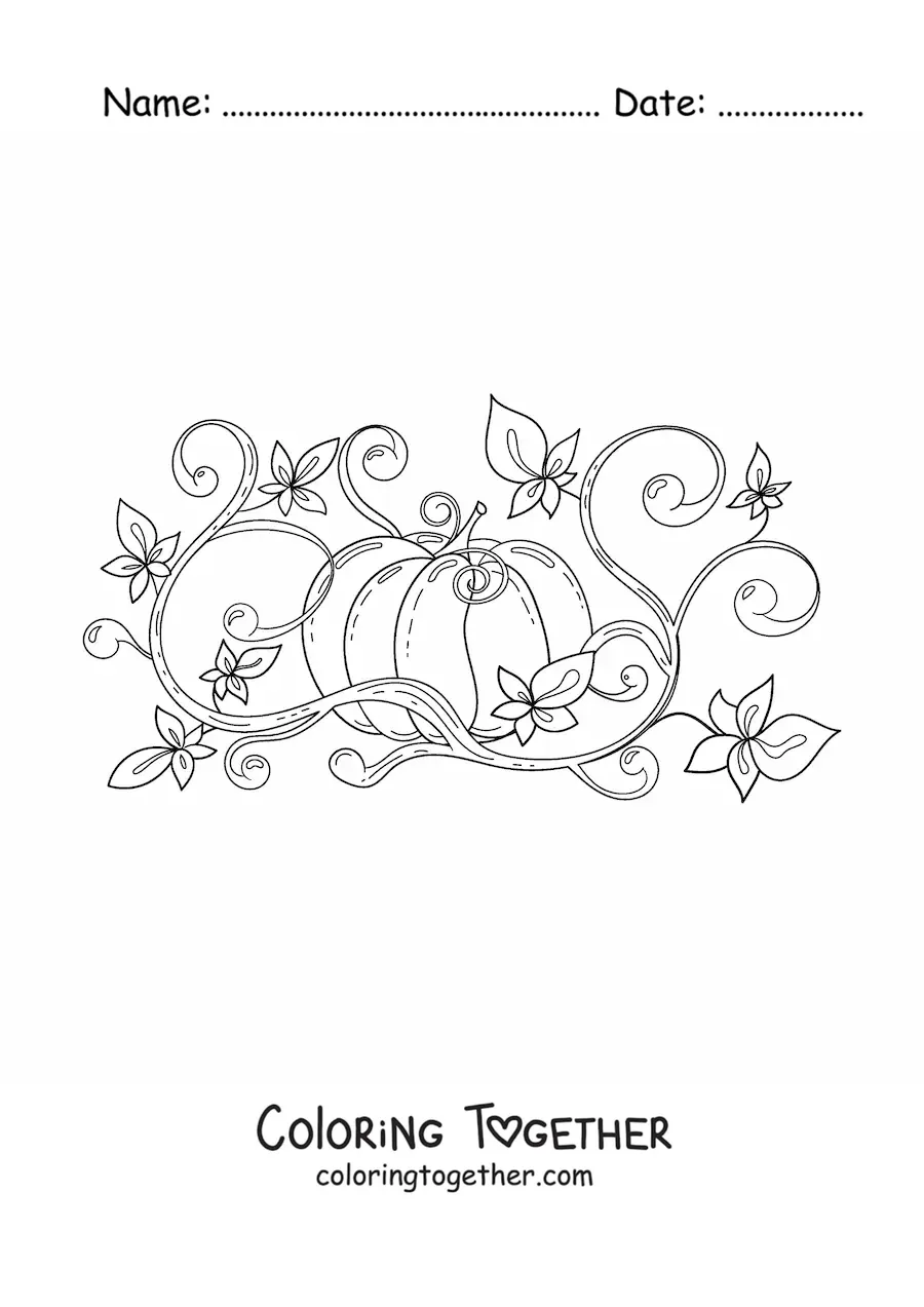 Coloring page of a pumpkin crop