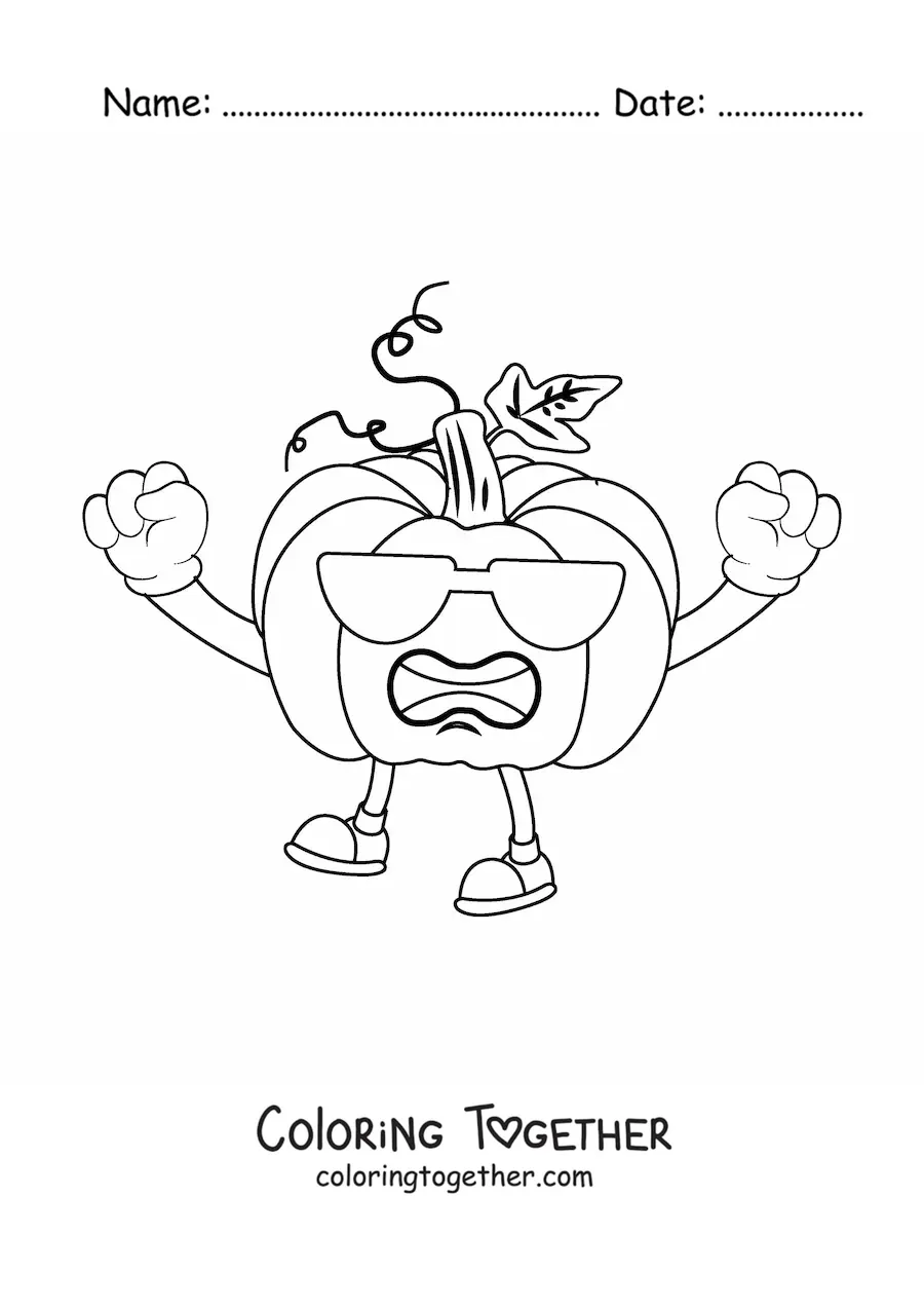 Coloring page of an animated pumpkin
