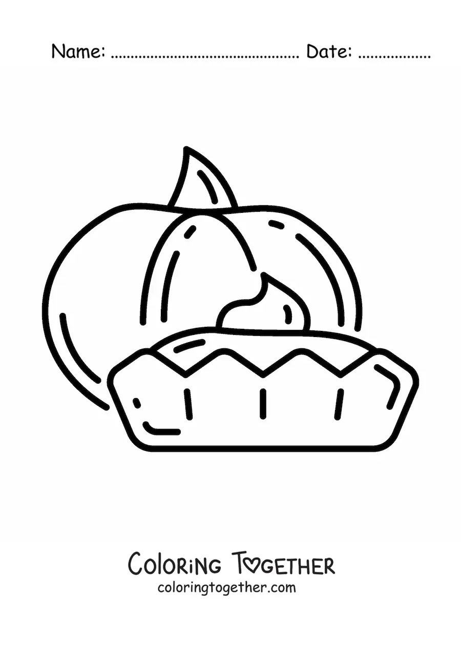 Coloring page of a pumpkin pie