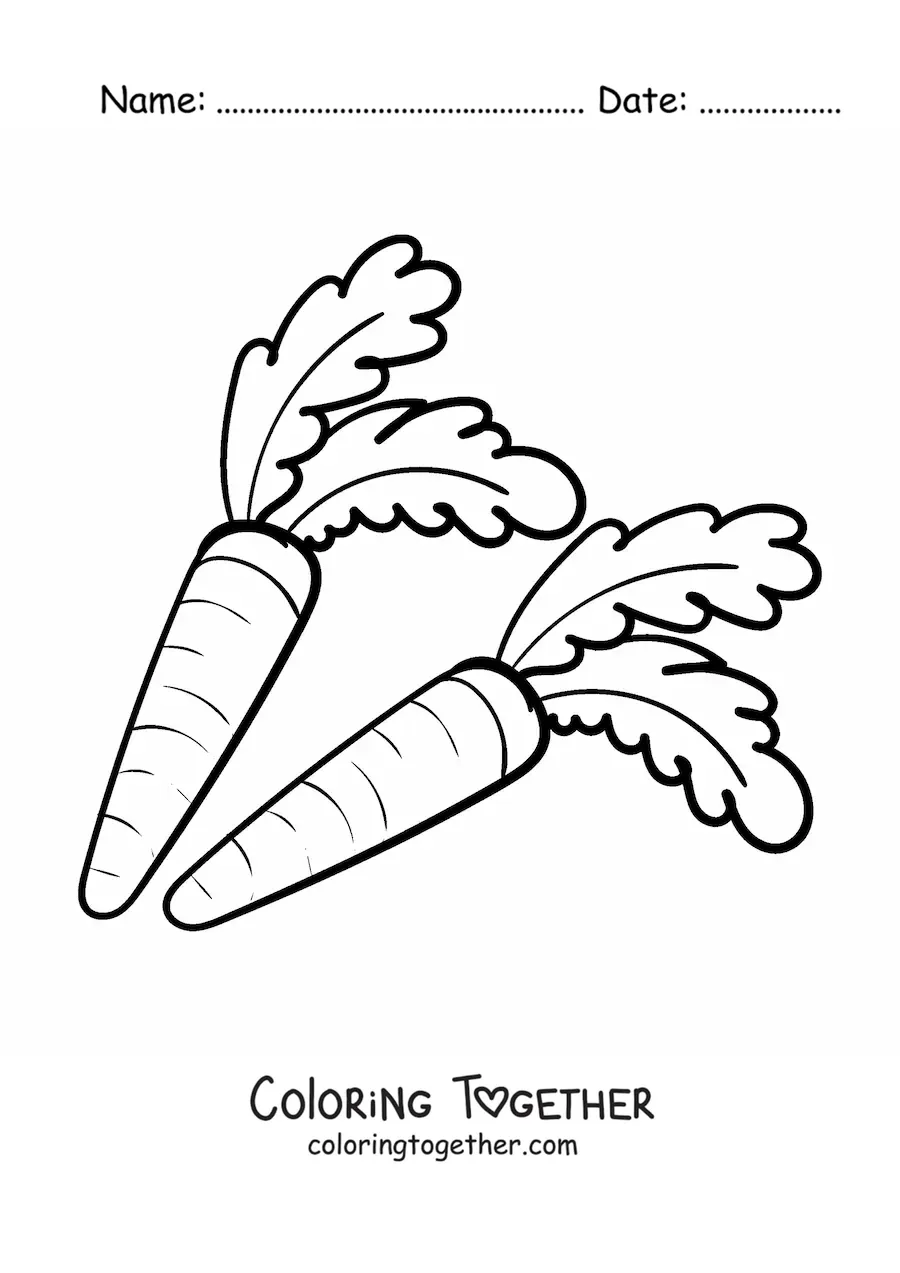 Coloring page of two carrots with leaves