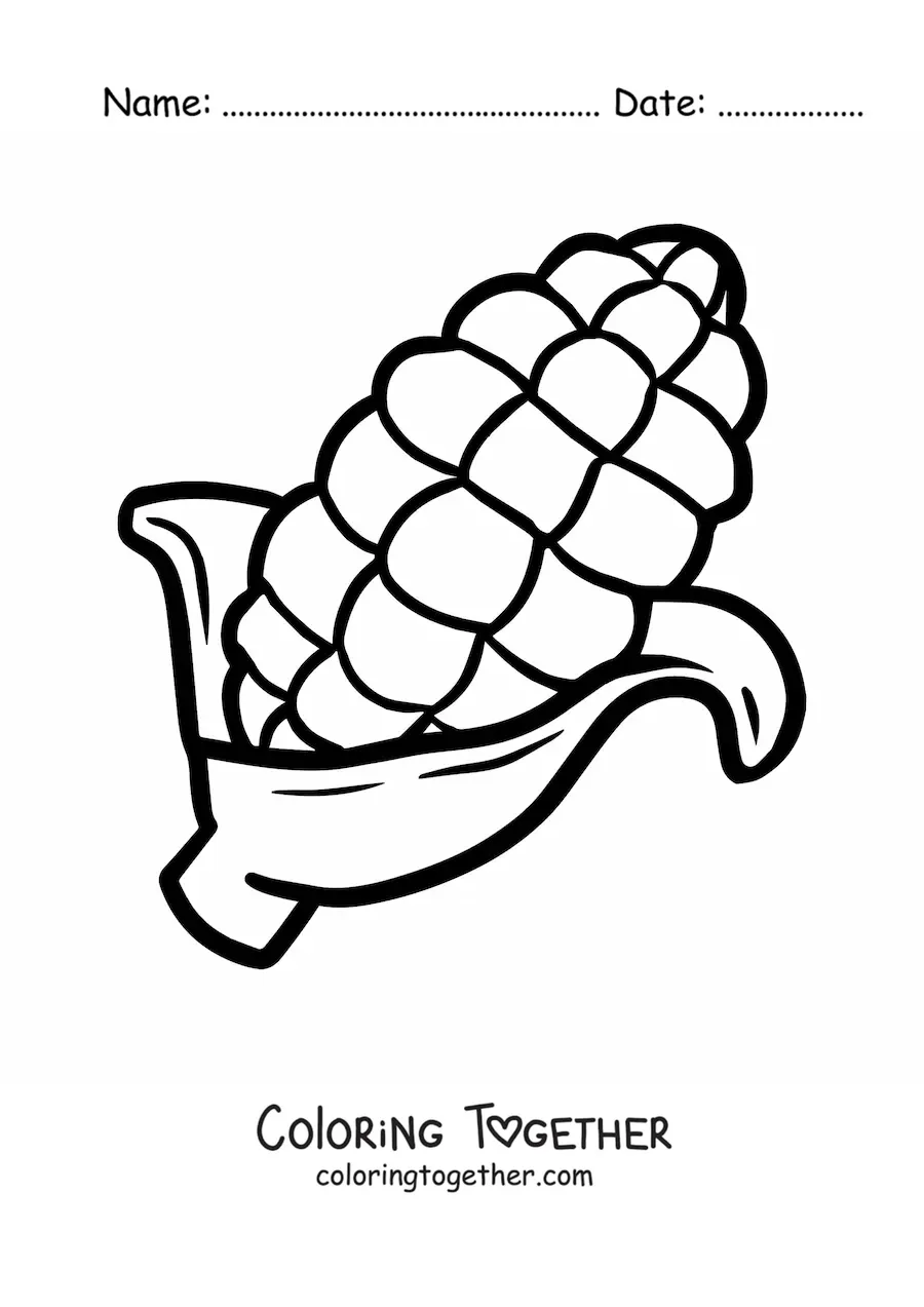 Coloring page of a big corn cob