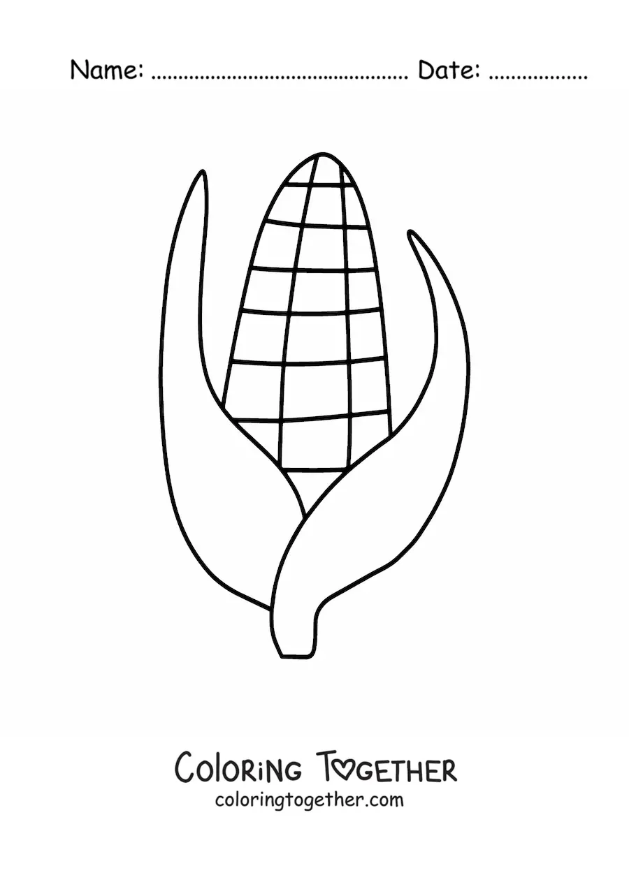 Coloring page of a corn cob