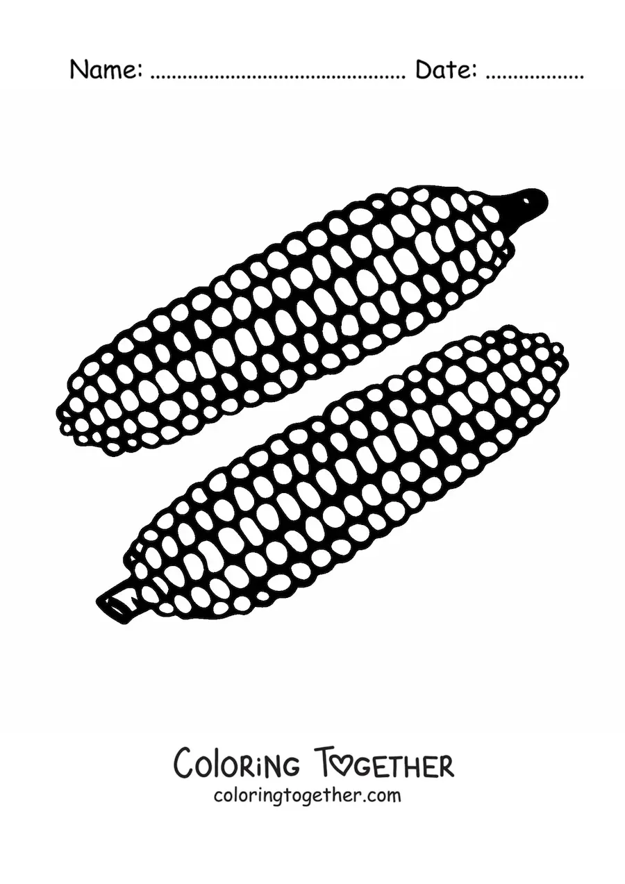Coloring page of two corn cobs