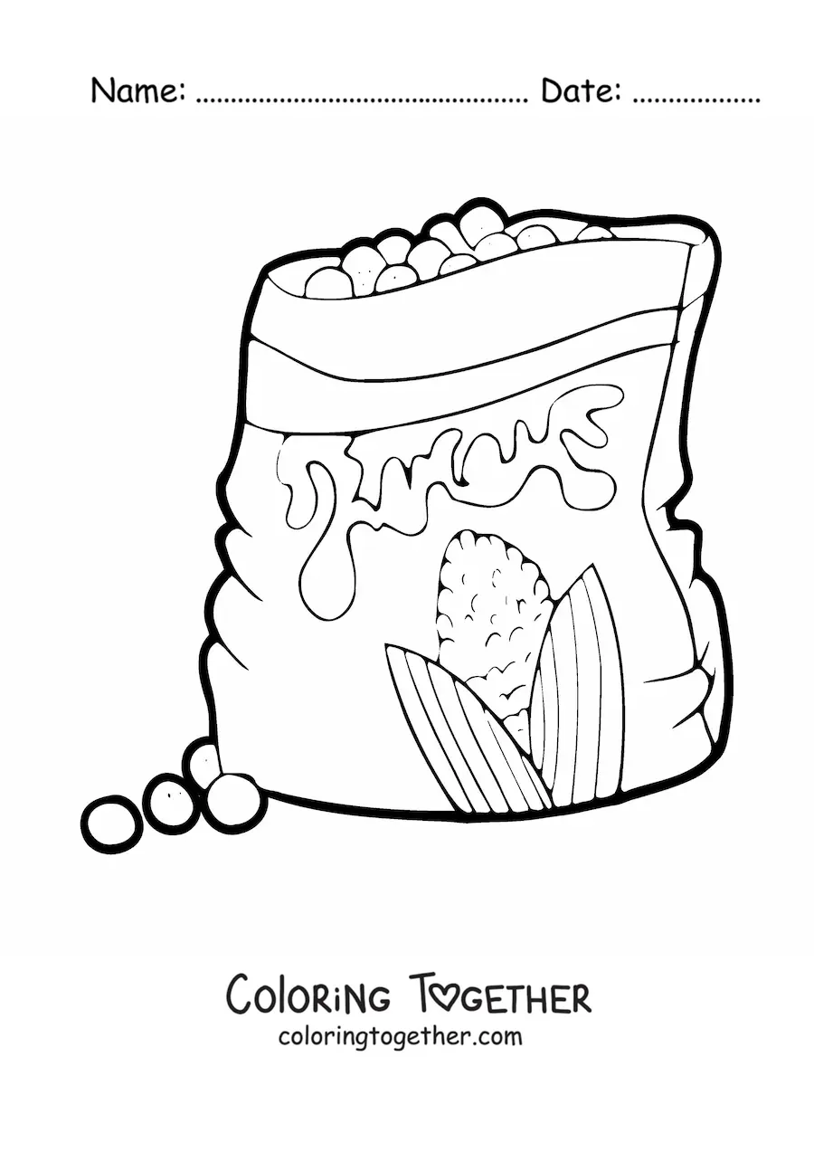 Coloring page of a bag of corn chips