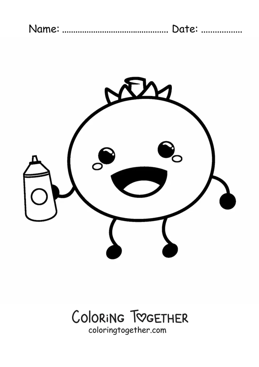 Coloring page of a cartoon tomato