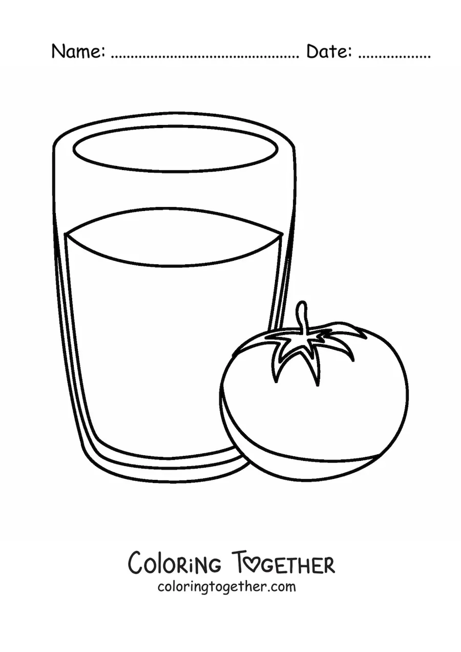 Coloring page of a glass of tomato juice