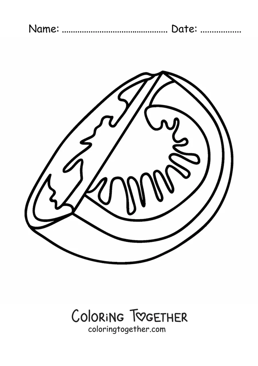 Coloring page of a piece of tomato