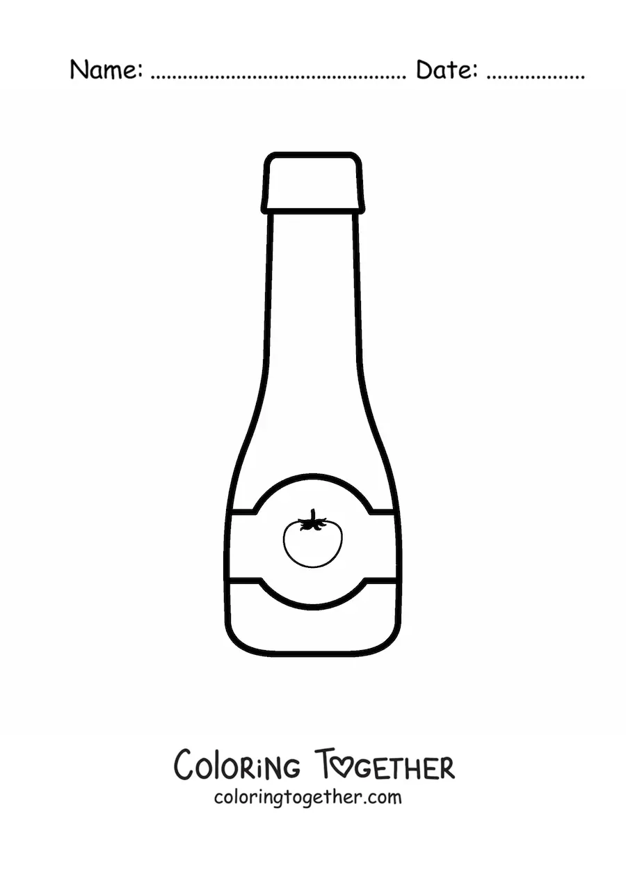 Coloring page of a bottle of tomato sauce
