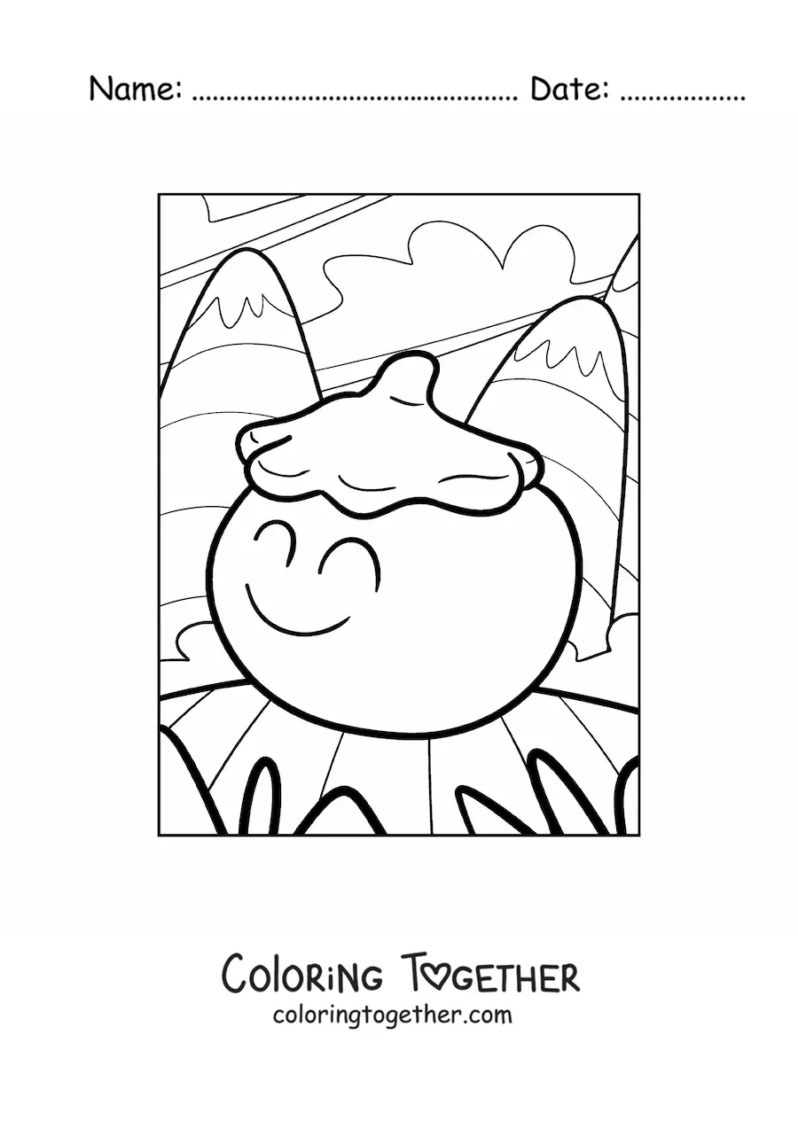 Coloring page of an animated tomato