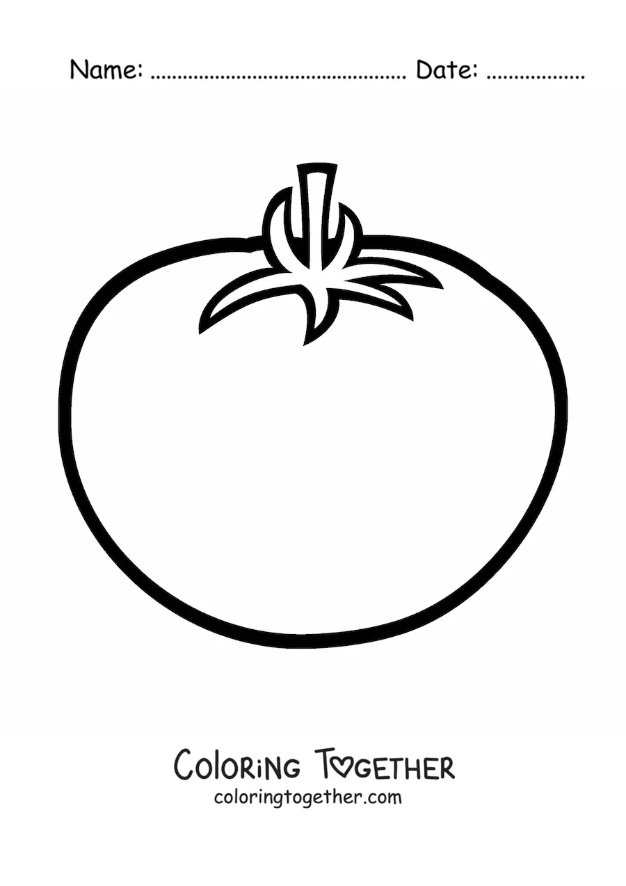 Coloring page of a whole tomato