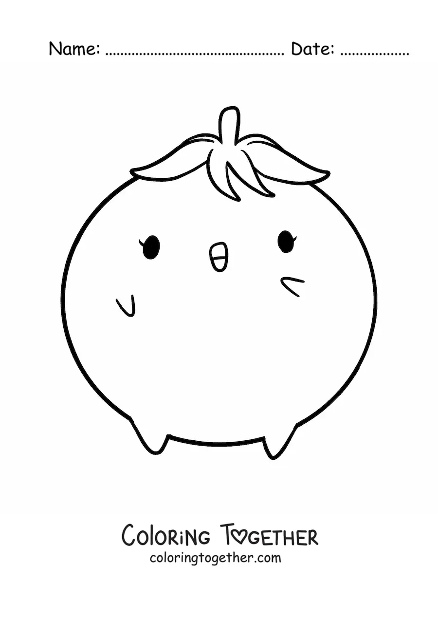 Coloring page of a happy kawaii tomato