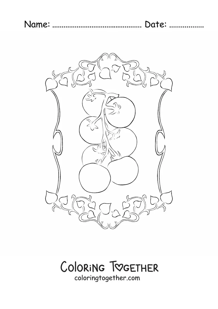 Coloring page of a tomato plant