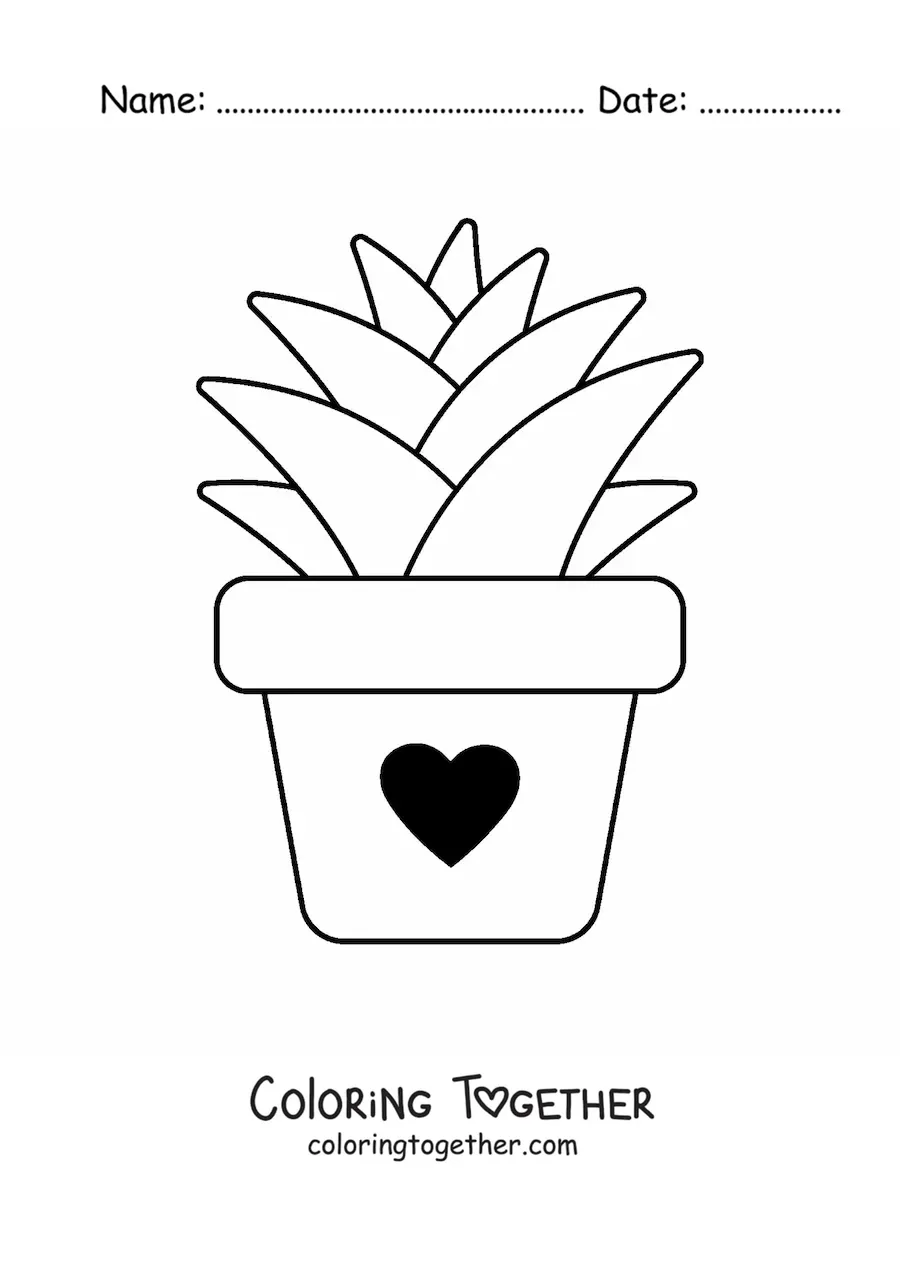Coloring page of a succulent plant in a pot