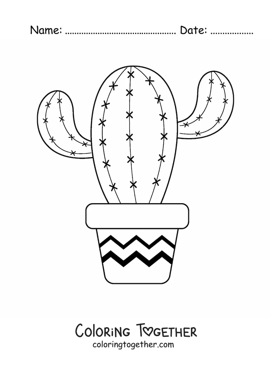 Coloring page of a big cactus