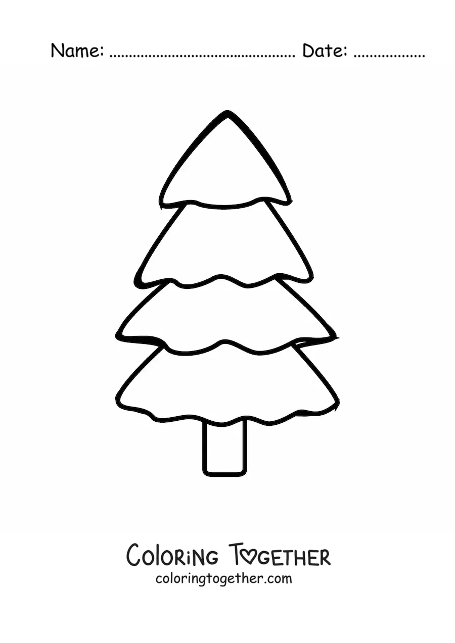 Coloring page of a big simple pine tree