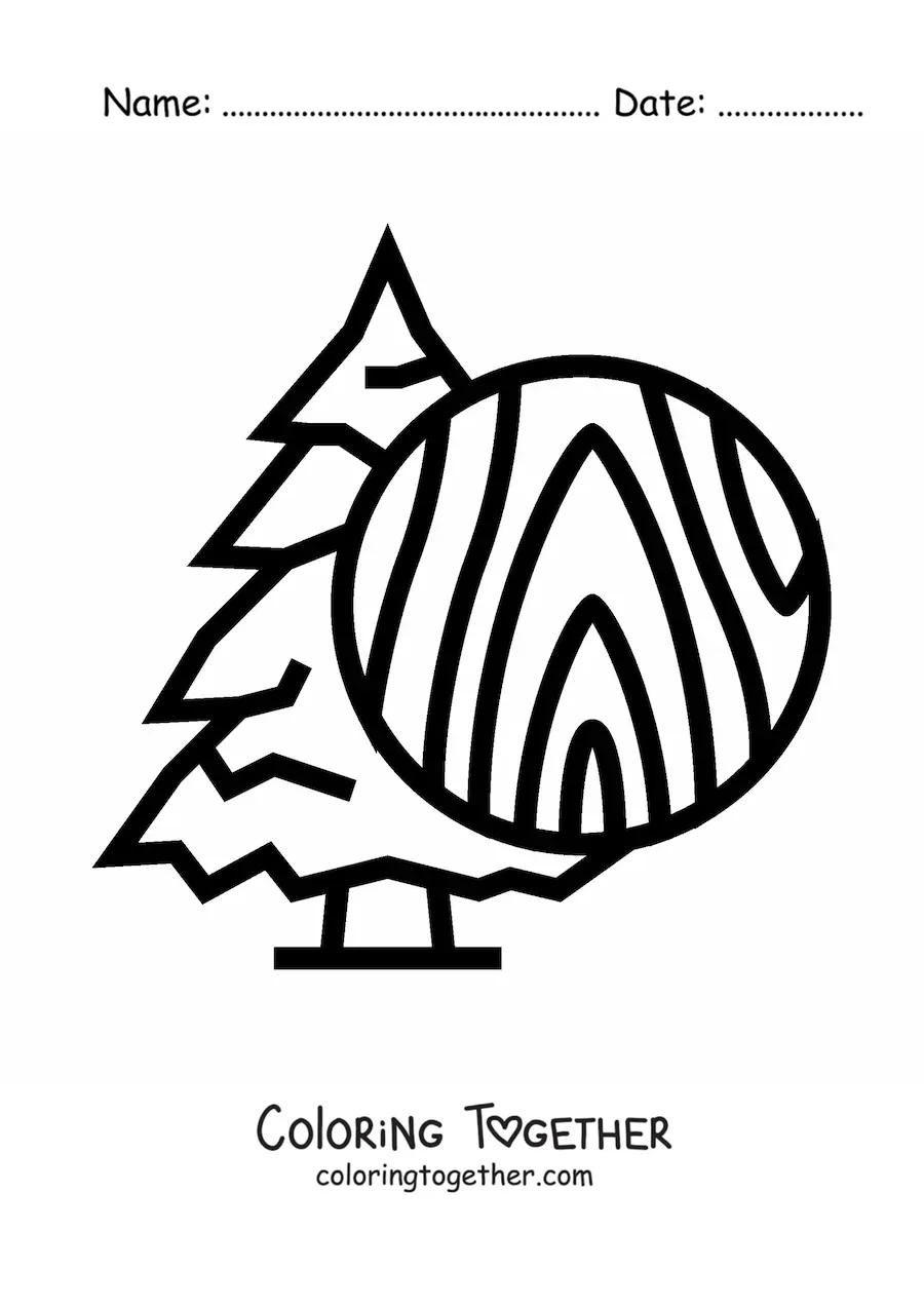 Coloring page of a piece of pine wood