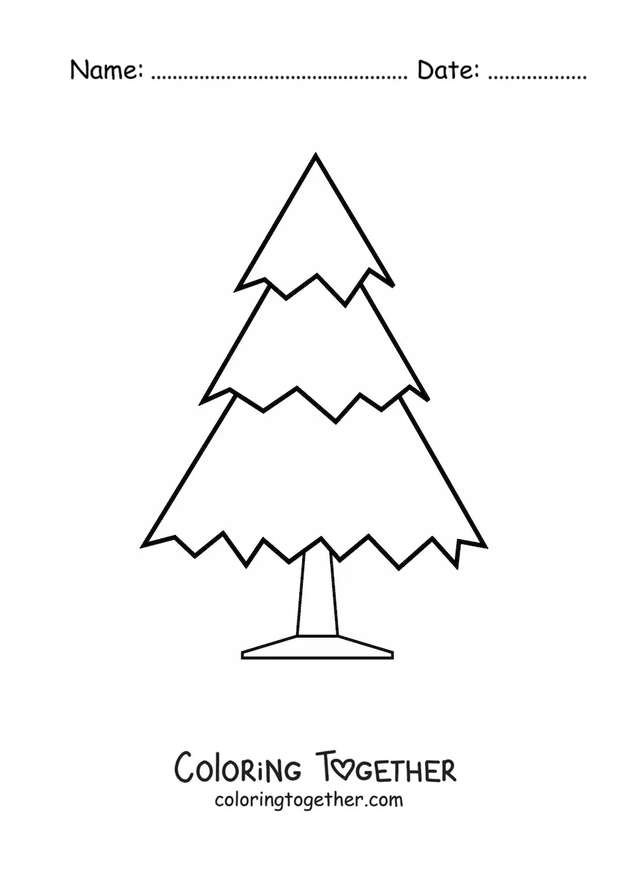 Coloring page of a big pine tree