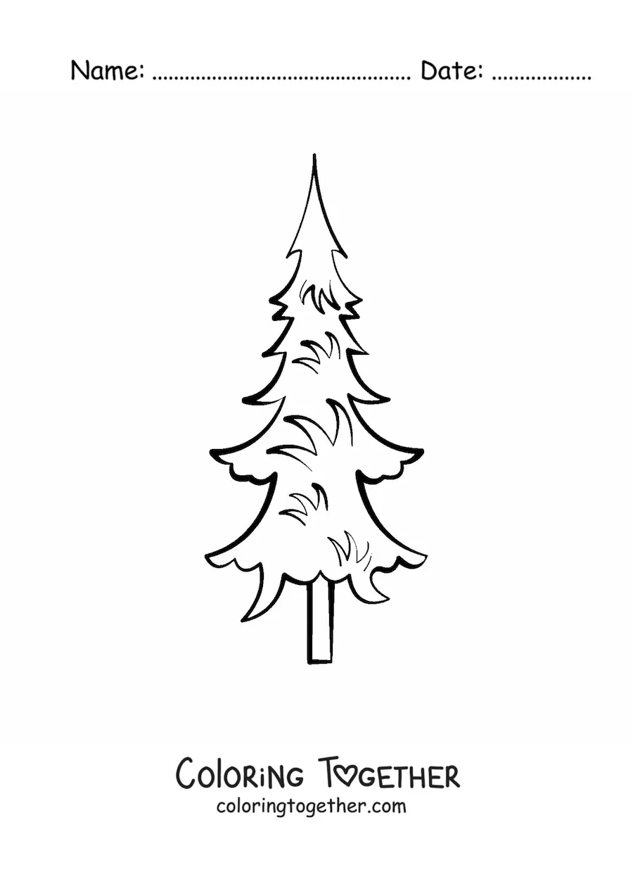 Coloring page of a simple pine tree