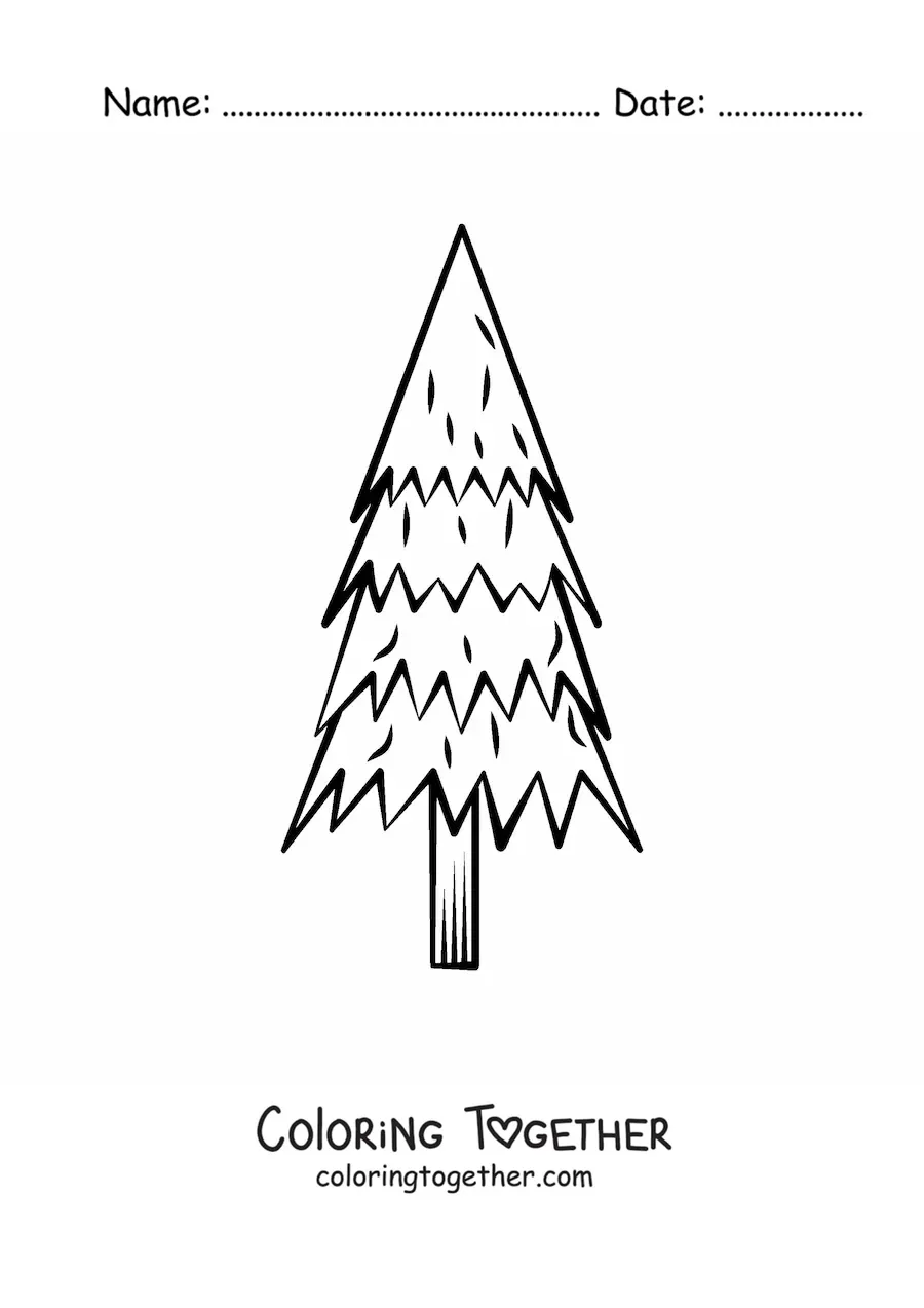 Coloring page of a pine tree