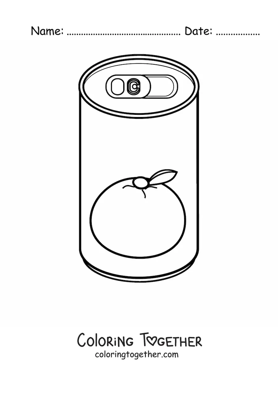 Coloring page of a can of orange soda