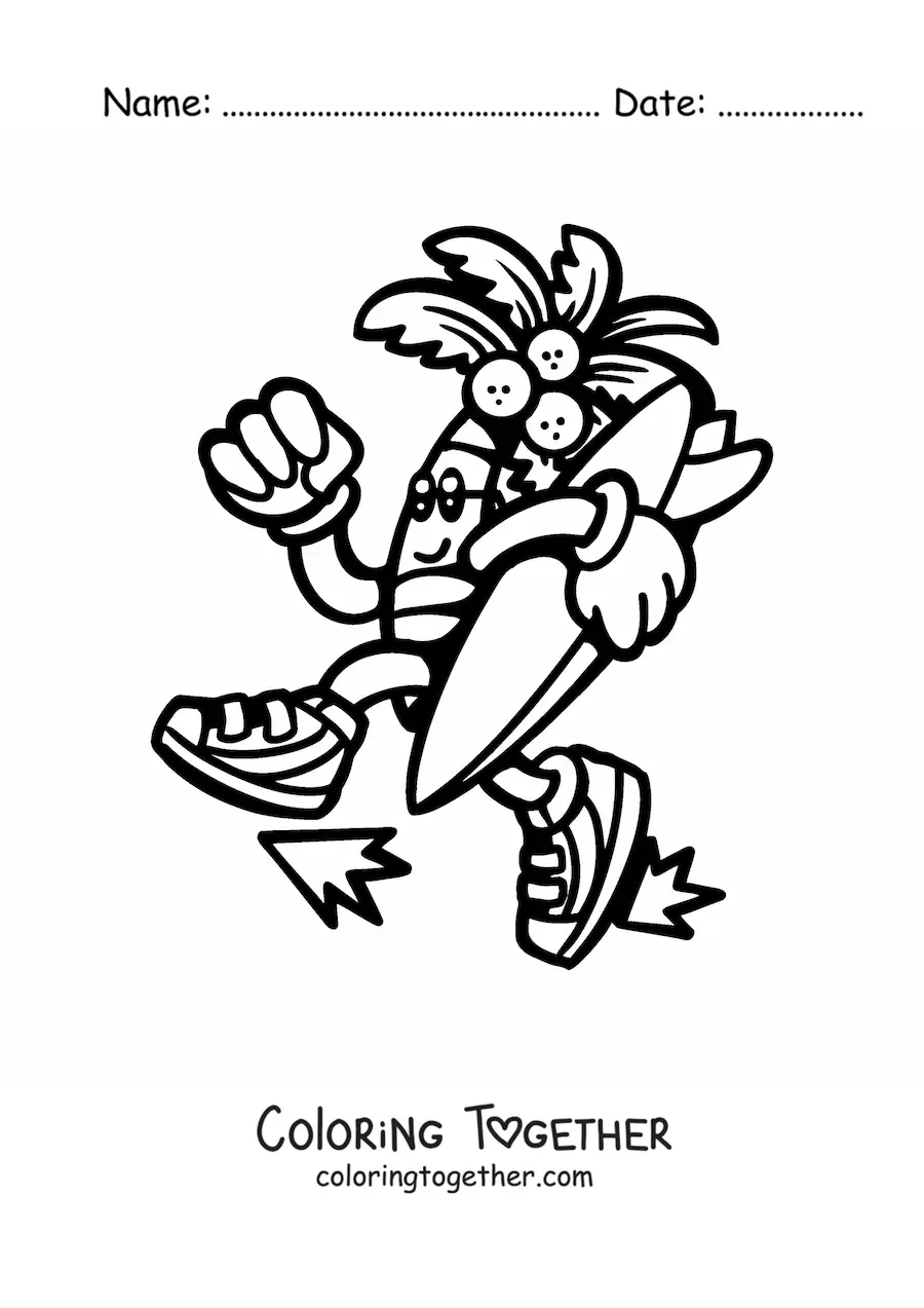 Coloring page of a cartoon palm tree