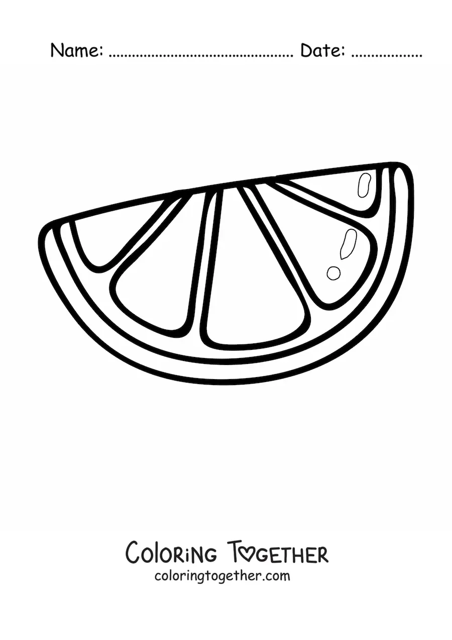 Coloring page of a slice of orange