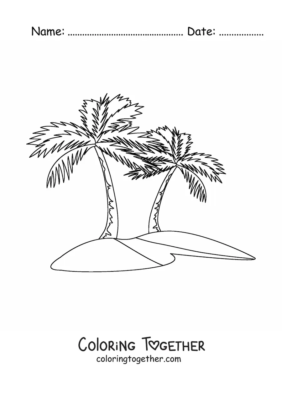 Coloring page of two palm trees